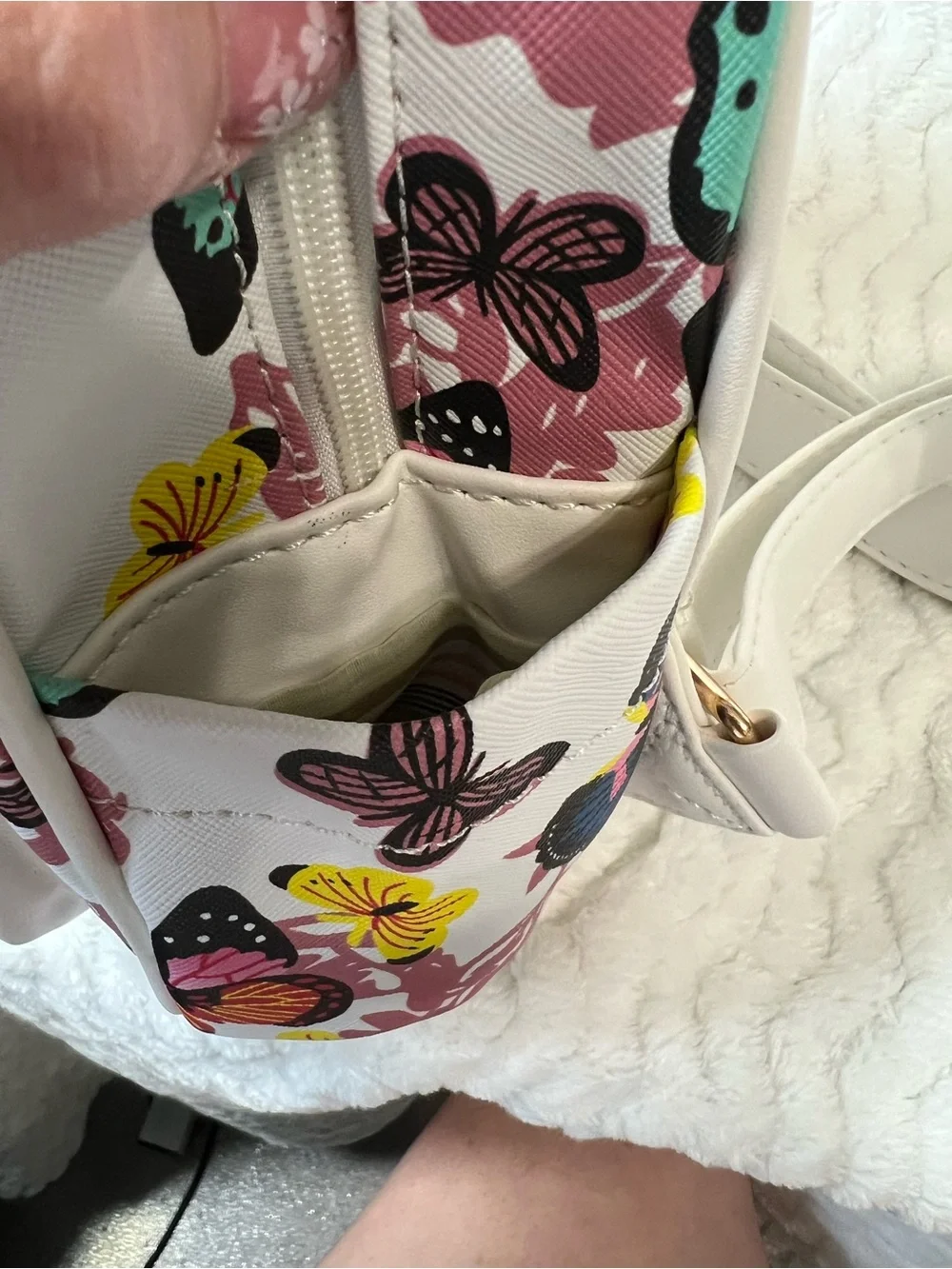 Butterfly Print Mini Backpack - Multicolor on White